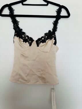 NWT Reformation Skyla Satin Top in Almond- Size 4